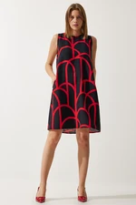 Happiness İstanbul Women's Black Red Patterned Summer Bell Dress