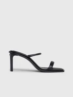 Black Women's Leather Heeled Sandals Calvin Klein Heel Mule