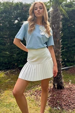 Trend Alaçatı Stili Women's White High Waist Side Zipper Pleated Woven Mini Skirt