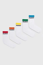 Ponožky HUGO 5-pack pánské, bílá barva, 50514968