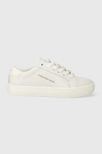 Kožené sneakers boty Calvin Klein Jeans CLASSIC CUPSOLE LACE UP bílá barva, YW0YW01269