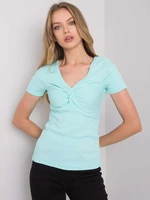 Mint blouse with short sleeves