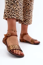 Zazoo Women's Flat Leather Sandals, Copper