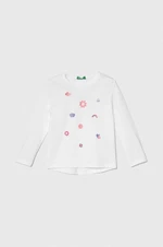 Detská bavlnená košeľa s dlhým rukávom United Colors of Benetton biela farba