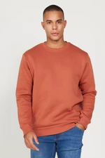 AC&Co / Altınyıldız Classics Men's Light Brown Standard Fit Normal Cut Fleece 3 Thread Crew Neck Sweatshirt