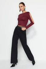 Trendyol Burgundy Cut Out Detailed Slim, Flexible Knitted Blouse