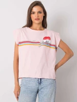 Light pink cotton T-shirt with print