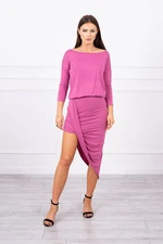 Asymmetrical dress, 3/4 sleeve pink