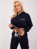 Navy blue plus size set with short sweatshirt