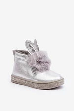 Silver Mothia children's snow boots with zipper