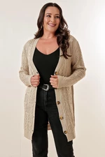 By Saygı V-Neck with Buttons at the Front,Comfortable fit Mercerized Cardigan