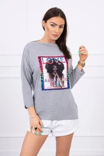 Blouse with American Girl Graphic Grey