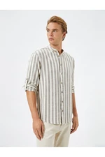 Koton Large Collar Shirt with Long Sleeves, Collapsible Sleeves and Buttons.