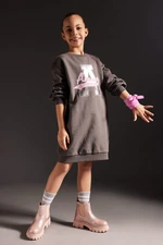 DEFACTO Girl Crew Neck Printed Sweat Dress