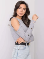 Gray blouse with cutouts