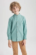 DEFACTO Boy Regular Fit Stand Collar Poplin Long Sleeve Shirt