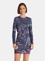 Purple Blue Women Patterned Sheath Dress Desigual Soul Galax - Women