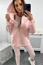 Set 3in1 sweatshirt, top and leggings powder pink melange