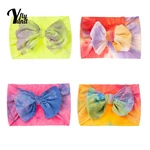 Yundfly 1 PCS Infant Soft Skin-friendly Warm Cotton Headband Fashion Tie-dyed Bows Elastic Hairband Baby Headwear Birthday Gifts