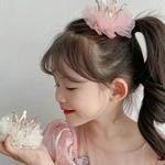 Lovable Fairy Gauze Headdress Tiara Crown Rhinestone Cute Hair Clip Headwear Girl Hairpin Hair Accessory