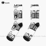 Camera Socks Cool Socks Christmas New Year Gift Unisex Adult Teen Youth Socks 360° Digital Print Fashion New Funny Sock