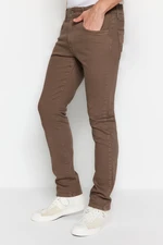 Trendyol Comfortable Brown Men's Regular Fit Gabardine Trousers, which 360 Degree Stretches in All Directions