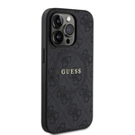 Zadní kryt Guess PU Leather 4G Colored Ring MagSafe pro Apple iPhone 14 Pro, černá