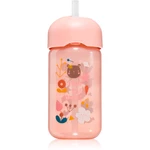 Suavinex Forest Straw Trainer Cup dětská láhev s brčkem 18 m+ Pink 340 ml