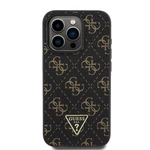 Zadní kryt Guess PU Leather 4G Triangle Metal Logo pro Apple iPhone 15 Pro, black