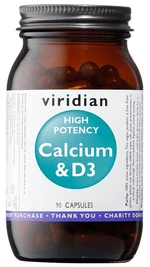 Viridian High Potency Calcium & D3 (Vápník s vitamínem D3) 90 kapslí