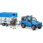 Bruder 2588 Land Rover Defender Policajné s prívesom, koňom a policajtom 1:16