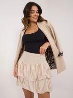 Beige smooth skirt with ruffles