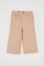 DEFACTO Baby Girl Regular Fit Elastic Banded Leg Elastic Waist Pocket Beige Gabardine Trousers