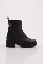 DGN Madrid-04k Women's 22k Laced Tooth Zippered Boots Black