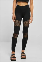 Women's leggings with crochet lace black