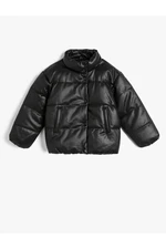 Koton Puffer Coat High Neck Zippered Pocket Detailed Buttoned