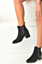 Fox Shoes Women's Black Suede Low Heeled Daily Boots