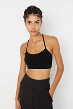 Trendyol Black Seamless/Seamless Lightweight Supported/Styling Back String Strap Knitted Sports Bra