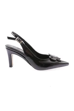 DGN 1331 Women's Pointed Toe Buckle Open Back Heeled Shoes Black