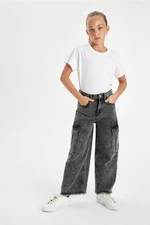 DEFACTO Girls Wide Leg Cargo Pocket Wide Leg Jeans