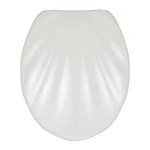 Biele WC sedadlo s jednoduchým zatváraním Wenko Premium Sea Shell, 45,5 × 38 cm