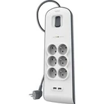 Zásuvková lišta s přepěťovou ochranou Belkin BSV604, 6 zásuvek, 2 m, 2x USB