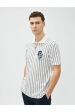 Koton Short Sleeve Polo T-Shirt with Half-Zip Detail.