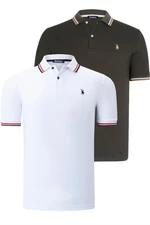 DUAL SET T8594 DEWBERRY MENS T-SHIRT-WHITE-KHAKI