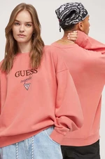 Mikina Guess Originals pánska, oranžová farba, s nášivkou