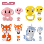 Animals Silicone Baby Teether Clips Beads Set Cartoon Food Grade DIY Pacifier Chain Baby Rodent Tiny Rod Oral Care Teether Toys