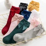 2022 New Baby Socks Toddlers Kids Girls Big Bow Knee High Long Soft Cotton Autumn Winter 100% Cotton Baby Children Tube Socken