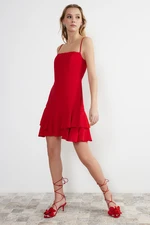 Trendyol Red A-Cut Underwire Detailed Woven Short Evening Dress