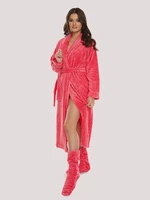 Bathrobe De Lafense 548 Melanie S-2XL long women's raspberry-dots 101