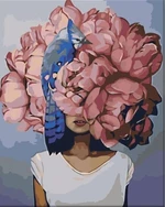 Zuty Pintura por números Woman With Pink Flower And Bird